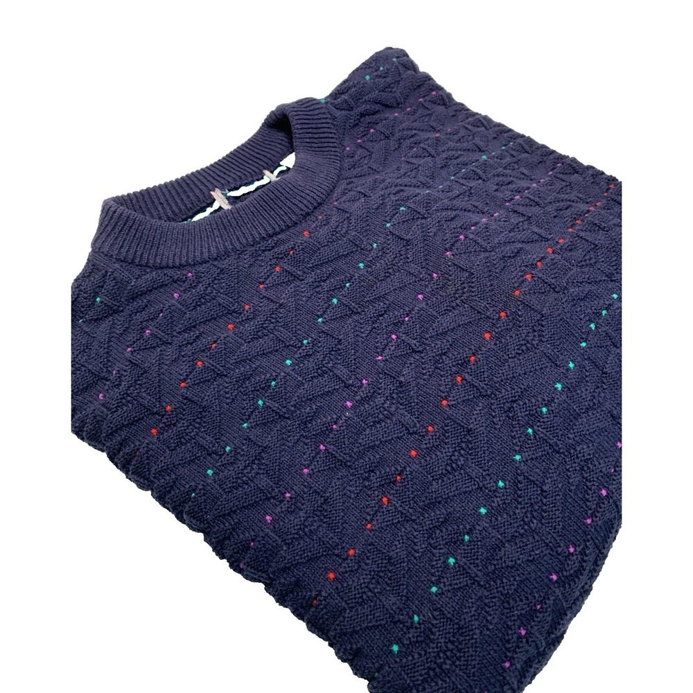 Vintage Coogi Style 3D Textured Knit Sweater Men's XL‎ Blue Grandpacore 90s Dad